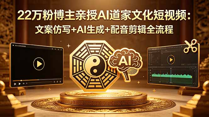 22万粉博主亲授AI道家文化短视频:文案仿写+AI生成+配音剪辑全流程-云讯网创
