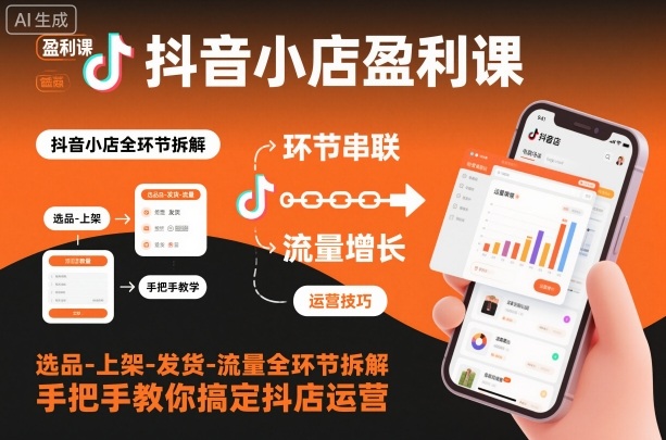 抖音小店盈利课-选品-上架-发货-流量全环节拆解,手把手教你搞定抖店运营-云讯网创