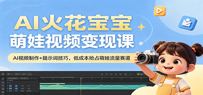 AI火花宝宝萌娃视频变现课：AI视频制作+提示词技巧，低成本抢占萌娃流量赛道-云讯网创