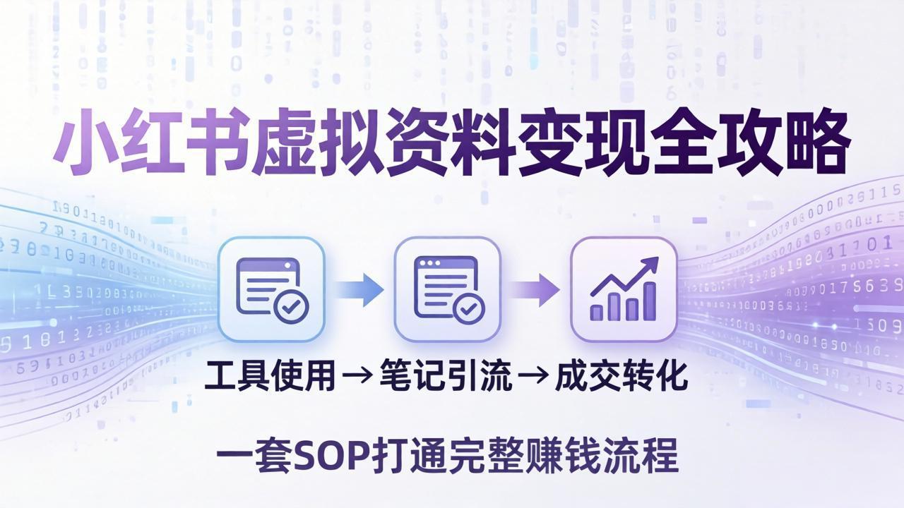 小红书虚拟资料变现全攻略：从工具使用到笔记引流成交，一套 SOP 打通完整赚钱流程-云讯网创