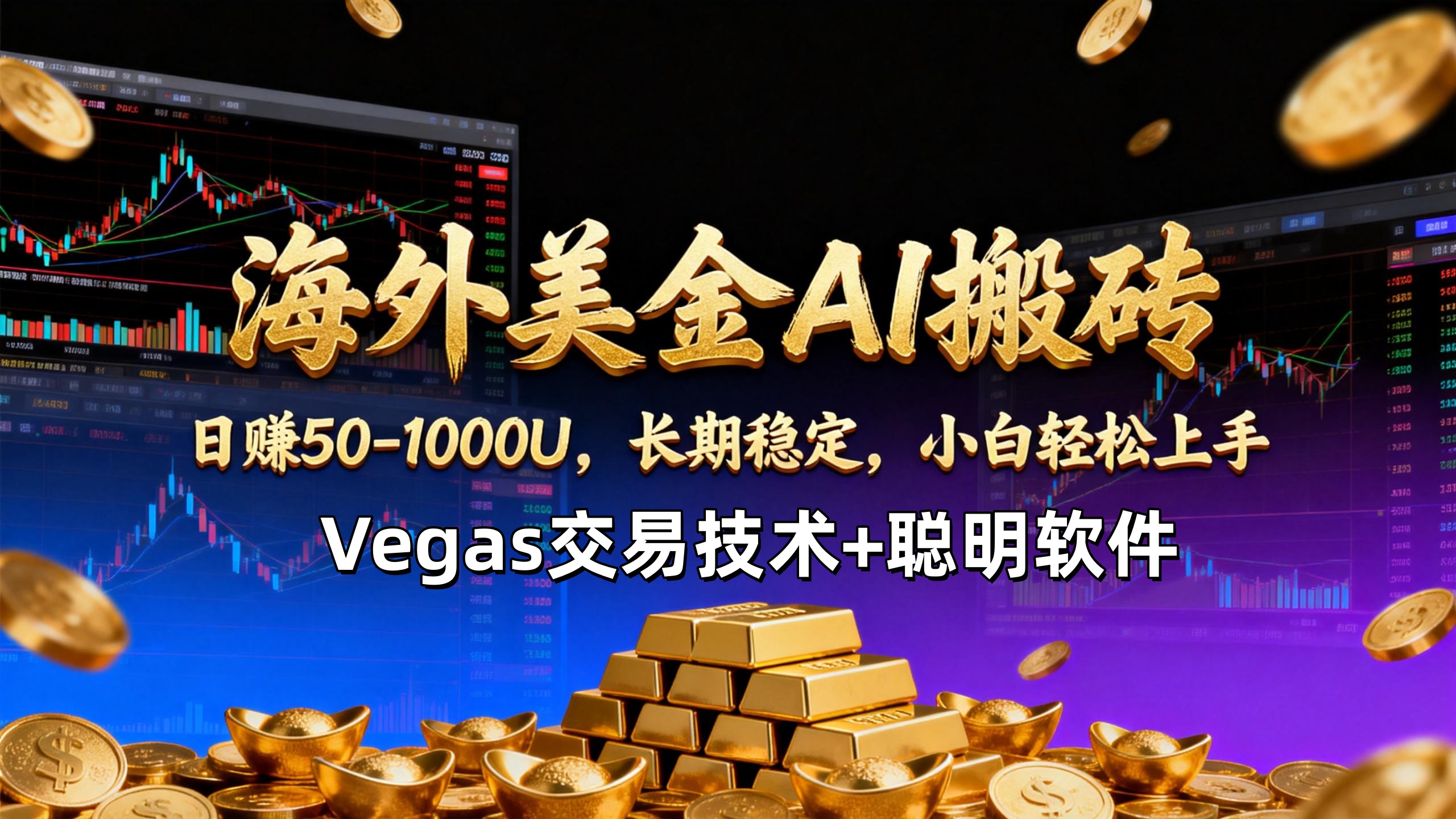 【海外美金AI搬砖】Vegas交易技术+聪明软件,日赚50-1000U,长期稳定,小白轻松上手。-云讯网创