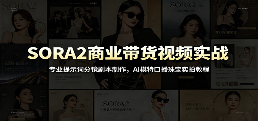 SORA2商业带货视频实战：专业提示词分镜剧本制作，AI模特口播珠宝实拍教程-云讯网创