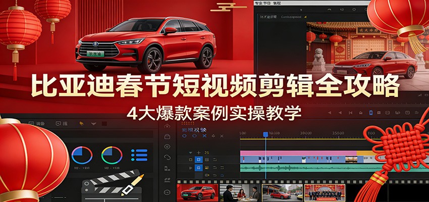 比亚迪春节短视频剪辑全攻略，4大爆款案例实操教学-云讯网创