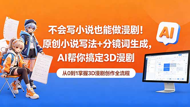 不会写小说也能做漫剧！原创小说写法+分镜词生成，AI帮你搞定3D漫剧-云讯网创