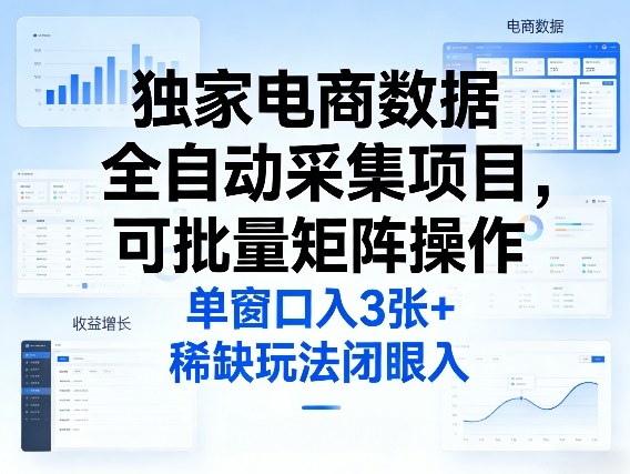 独家电商数据全自动采集项目,可批量矩阵操作,单窗口日入3张+,稀缺玩法闭眼入【揭秘】-云讯网创
