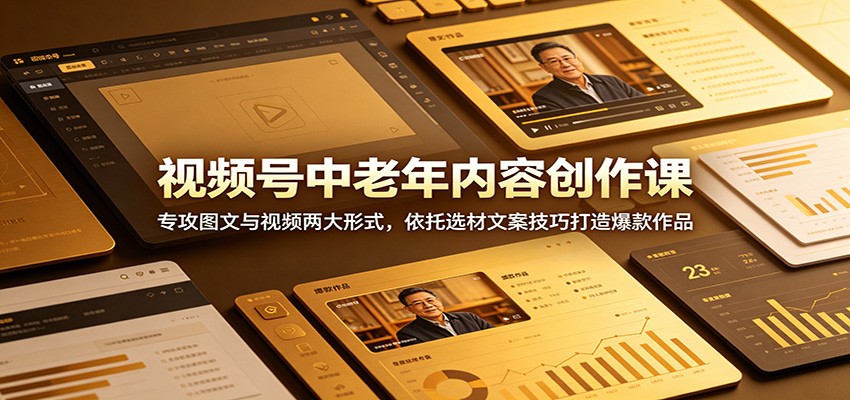 视频号中老年内容创作课：专攻图文与视频两大形式，依托选材文案技巧打造爆款作品-云讯网创