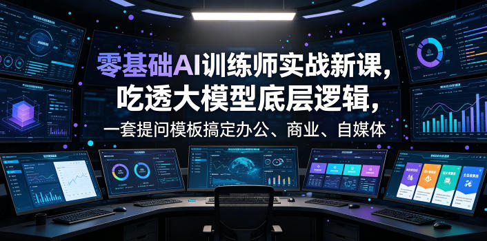 零基础AI训练师实战课，吃透大模型底层逻辑，一套提问模板搞定办公、商业、自媒体、设计、生活全场景AI落地应用-云讯网创