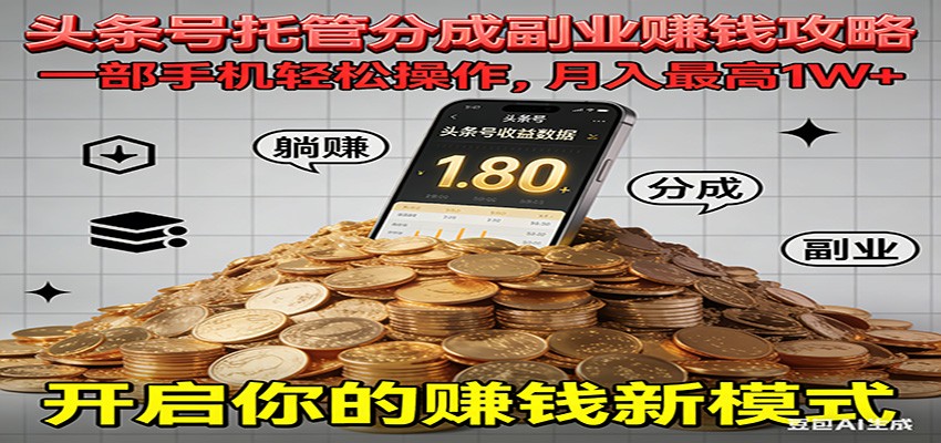 全程托管今日头条，一部手机就可以开干，最高躺赚1W+-云讯网创