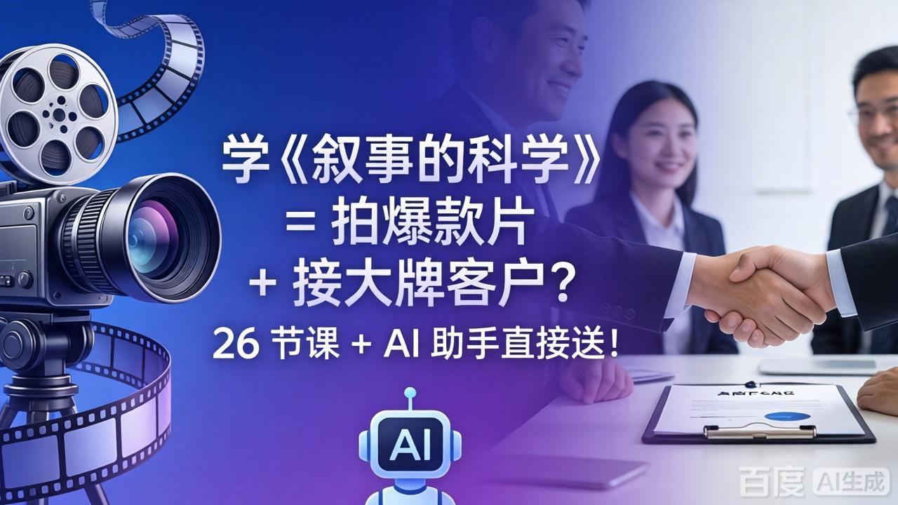 学《叙事的科学》= 拍爆款片 + 接大牌客户？26 节课 + AI 助手直接送！-云讯网创