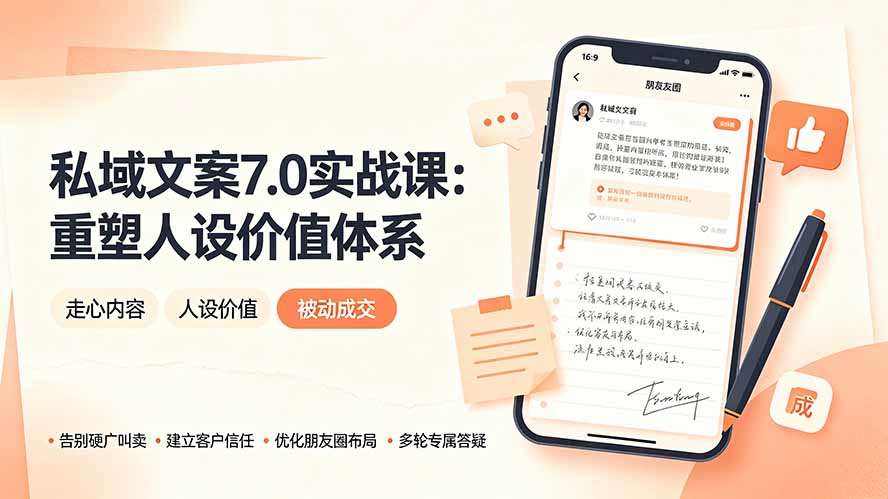 私域文案实战课7.0：重塑人设价值体系｜-告别硬广推销×走心内容×自我价值塑造，实现被动成交-云讯网创