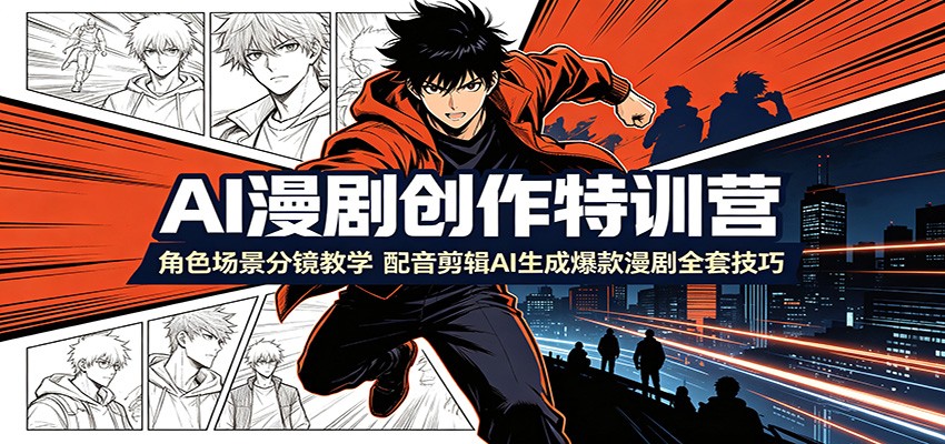 AI漫剧创作特训营:角色场景分镜教学,配音剪辑AI生成爆款漫剧全套技巧-云讯网创