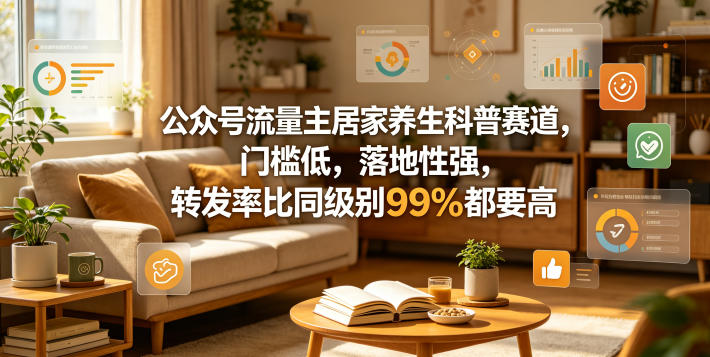 公众号流量主居家养生科普赛道,门槛低,落地性强,转发率比同级别99%都要高-云讯网创