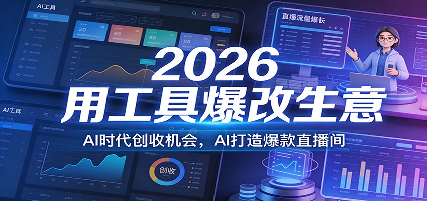 2026用工具爆改生意，AI时代创收机会，AI打造爆款直播间-云讯网创