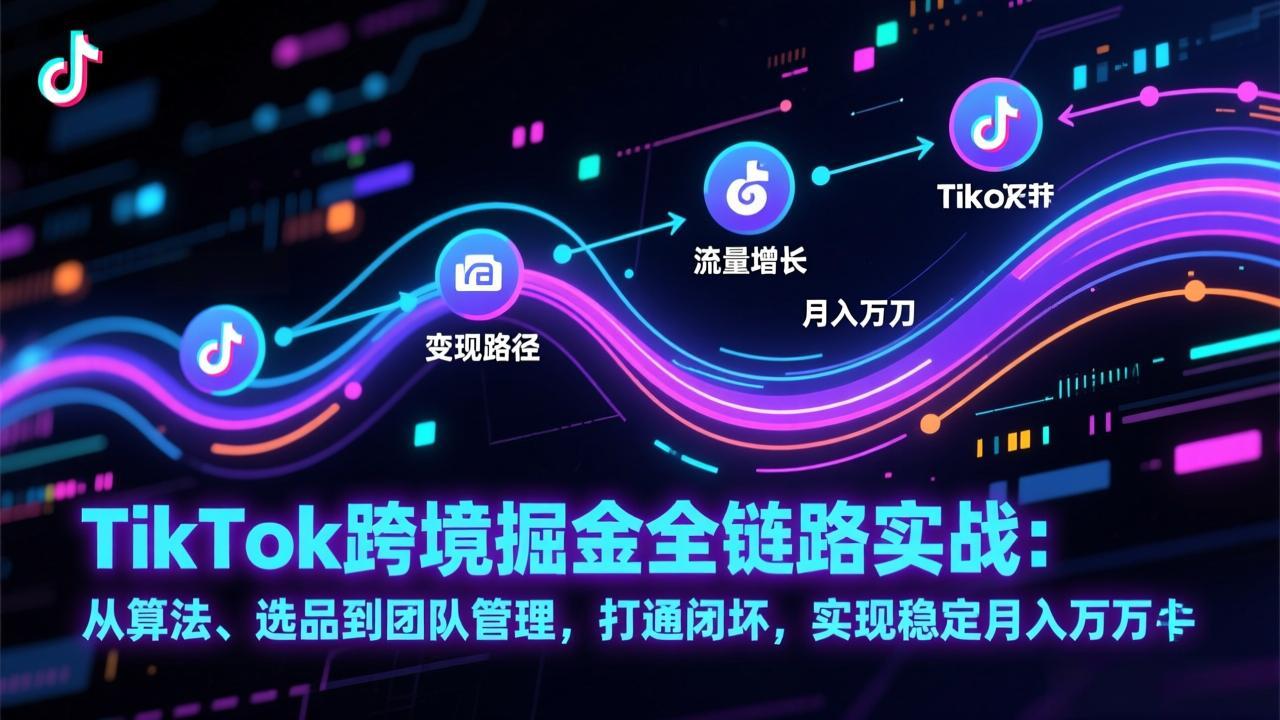 TikTok跨境掘金全链路实战：从算法、选品到团队管理，打通闭环，实现稳定月入万刀-云讯网创