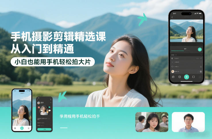 手机摄影剪辑精选课，从入门到精通，小白也能用手机轻松拍大片-云讯网创