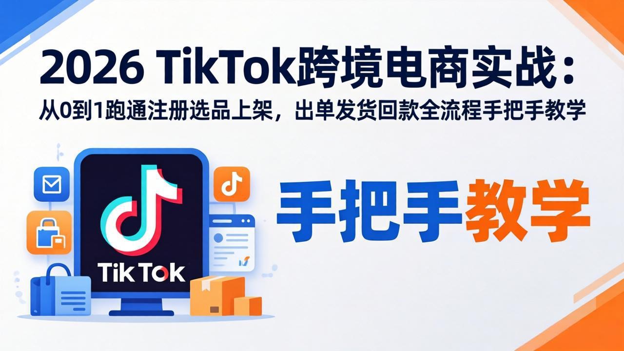 2026TikTok跨境电商实战：从0到1跑通注册选品上架，出单发货回款全流程手把手教学-云讯网创