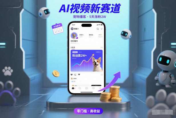 AI视频新赛道，宠物播客仅注册5天涨粉2W，收益非常可观-云讯网创