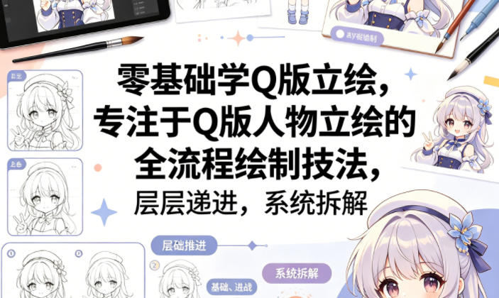零基础学Q版立绘，专注于Q版人物立绘的全流程绘制技法，层层递进，系统拆解-云讯网创