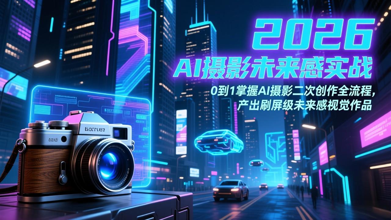 2026 AI摄影未来感实战：0到1掌握AI摄影二次创作全流程，产出刷屏级未来感视觉作品-云讯网创