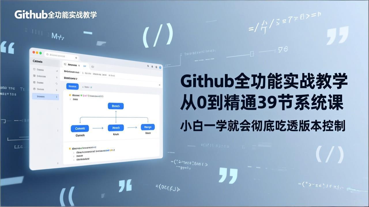 GitHub-全功能实战教学，从0到精通39节系统课，小白一学就会彻底吃透版本控制-云讯网创