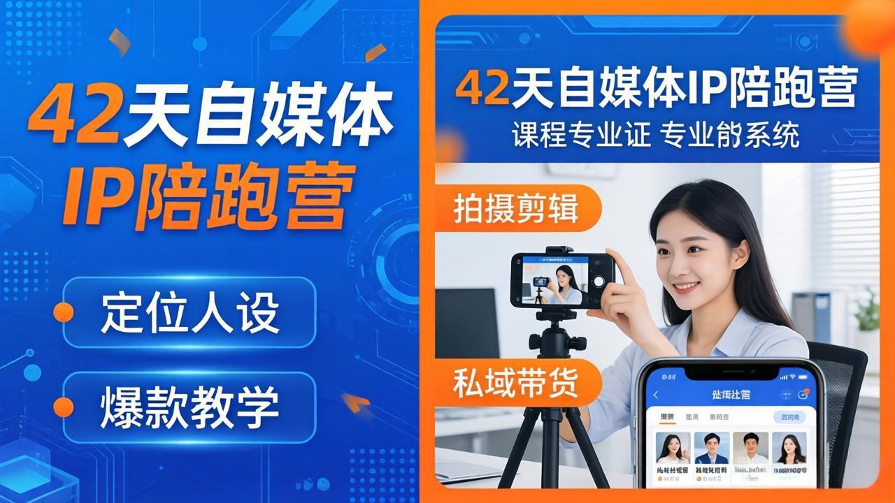 42天自媒体IP陪跑营-26年4月19更新：定位人设爆款全教学，拍摄剪辑私域带货一站式落地-云讯网创