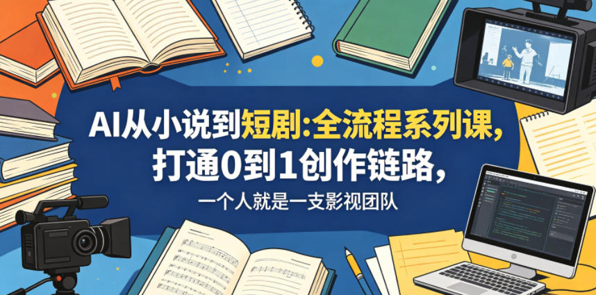 AI从小说到短剧全流程系列课,打通0到1创作链路,一个人就是一支影视团队-云讯网创