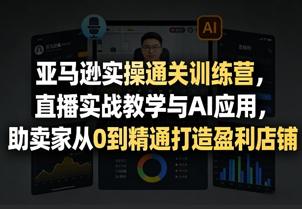亚马逊实操通关训练营，直播实战教学与AI应用，助卖家从0到精通打造盈利店铺(更新4月29日)-云讯网创