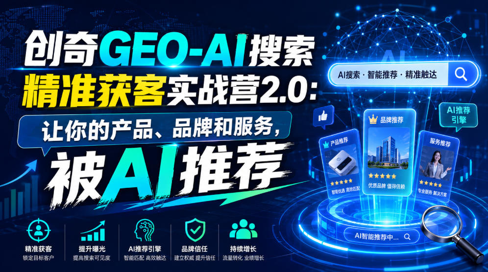 创奇GEO-AI搜索精准获客实战营2.0：让你的产品、品牌和服务，被AI推荐-云讯网创