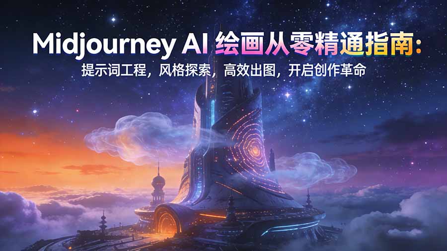 Midjourney AI绘画从零精通指南：提示词工程，风格探索，高效出图，开启创作革命-云讯网创