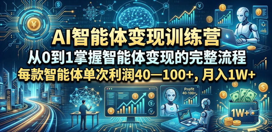 AI智能体变现训练营，从0到1掌握智能体变现的完整流程，每款智能体单次利润40—100+，月入1W+-云讯网创