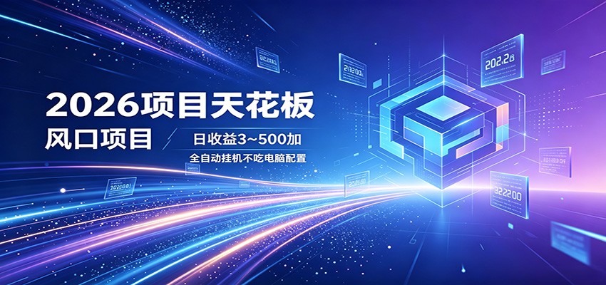 2026项目天花板，风口项目，日收益3~500+全自动挂机，不吃配置-云讯网创