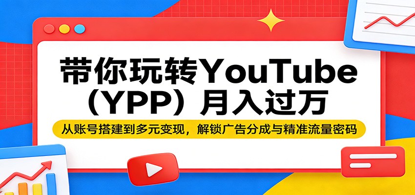 带你玩转YouTube(YPP)月入过万：从账号搭建到多元变现，解锁广告分成与精准流量密码-云讯网创