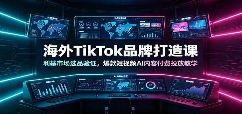 海外TikTok品牌打造课：利基市场选品验证，爆款短视频AI内容付费投放教学-云讯网创