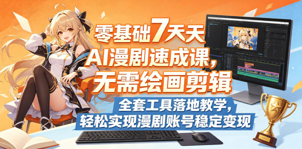 零基础7天AI漫剧速成课，无需绘画剪辑，全套工具落地教学，轻松实现漫剧账号稳定变现-云讯网创