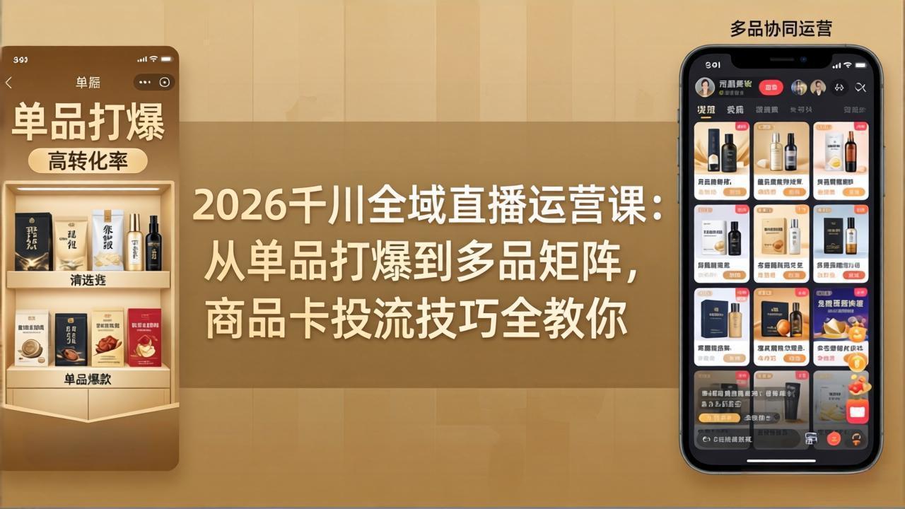 2026千川全域直播运营课：从单品打爆到多品矩阵，商品卡投流技巧全教你-云讯网创