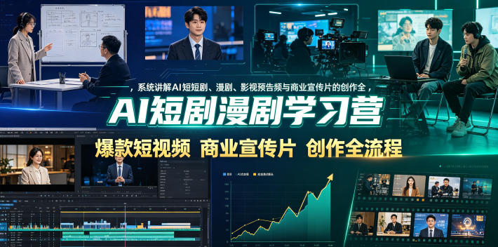 AI短剧漫剧学习营，系统讲解AI短剧、漫剧、影视预告片、爆款短视频与商业宣传片的创作全流程-云讯网创
