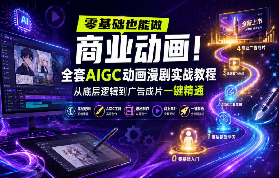 零基础也能做商业动画！全套AIGC动画漫剧实战教程，从底层逻辑到广告成片一键精通(更新0715)-云讯网创
