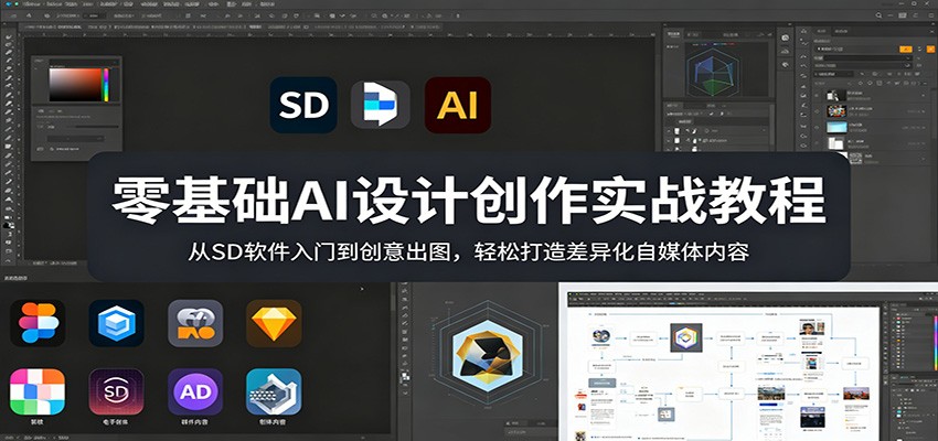 零基础AI设计创作实战教程：从SD软件入门到创意出图，轻松打造差异化自媒体内容-云讯网创