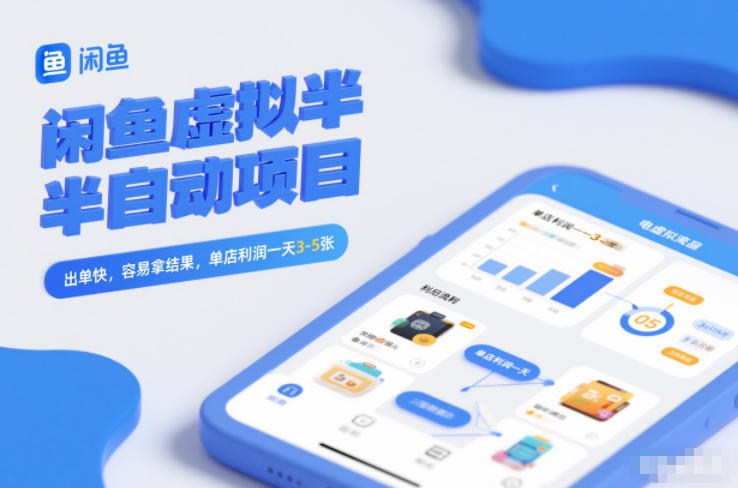 闲鱼虚拟半自动项目，出单快，容易拿结果，单店利润一天3-5张-云讯网创