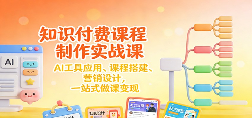 知识付费课程制作实战课：AI工具应用 、课程搭建、营销设计，一站式做课变现-云讯网创