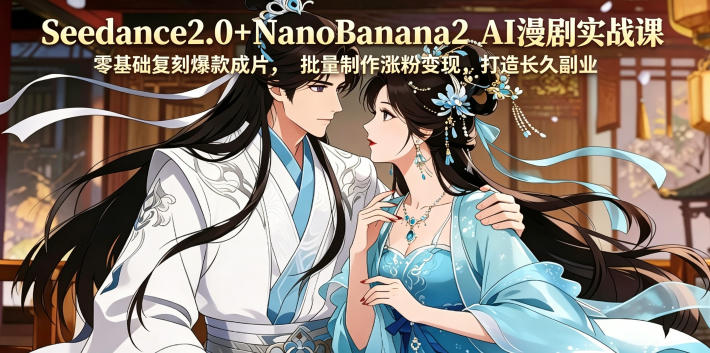 Seedance2.0+NanoBanana2 AI漫剧实战课，零基础复刻爆款成片涨粉变现，打造长久副业收益-云讯网创