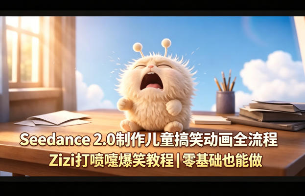 Seedance 2.0制作儿童搞笑动画全流程Zizi打喷嚏爆笑教程｜零基础也能做-云讯网创