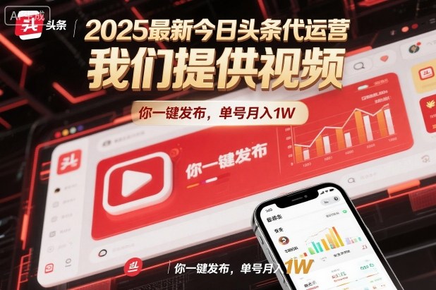 2025最新今日头条代运营,我们提供视频,你一键发布,单号月入1W【揭秘】-云讯网创