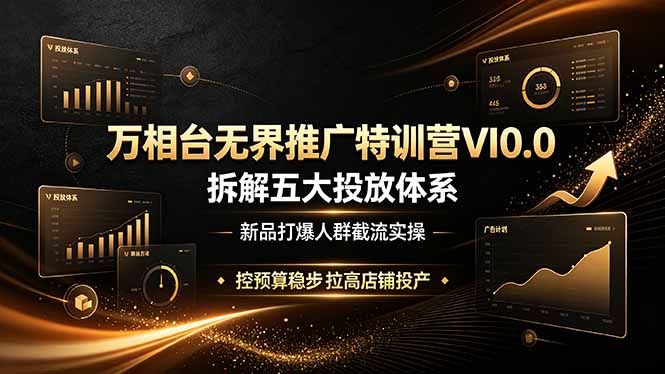 万相台无界推广特训营VI0.0，拆解五大投放体系，新品打爆人群截流实操，控预算稳步拉高店铺投产-云讯网创