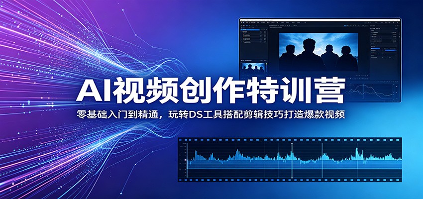 AI视频创作特训营:零基础入门到精通,玩转DS工具搭配剪辑技巧打造爆款视频-云讯网创