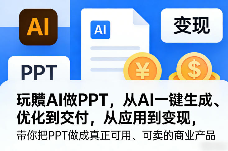 玩賺AI做PPT，从AI一键生成、优化到交付，从应用到变现，带你把PPT做成真正可用、可卖的商业产品(更新0513)-云讯网创
