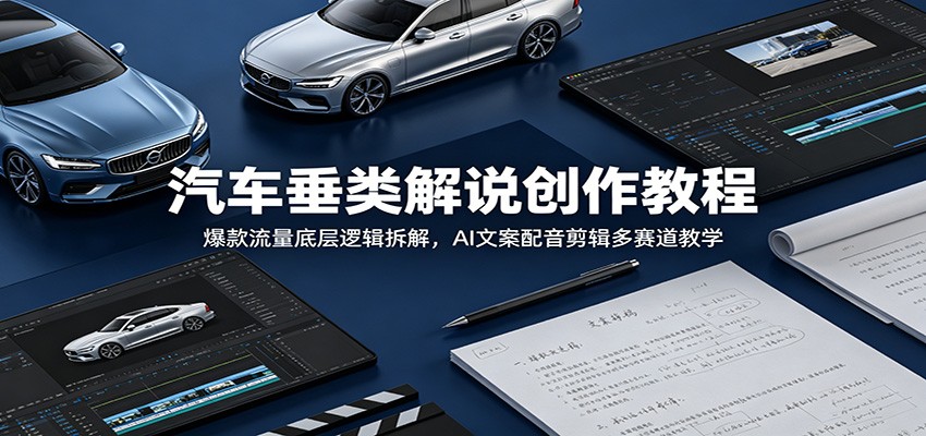 汽车垂类解说创作教程：爆款流量底层逻辑拆解，AI文案配音剪辑多赛道教学-云讯网创