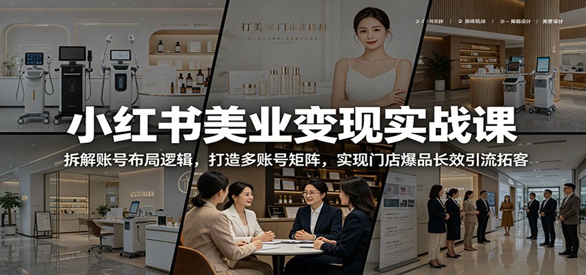 小红书美业变现实战课：拆解账号布局逻辑，打造多账号矩阵，实现门店爆品长效引流拓客-云讯网创