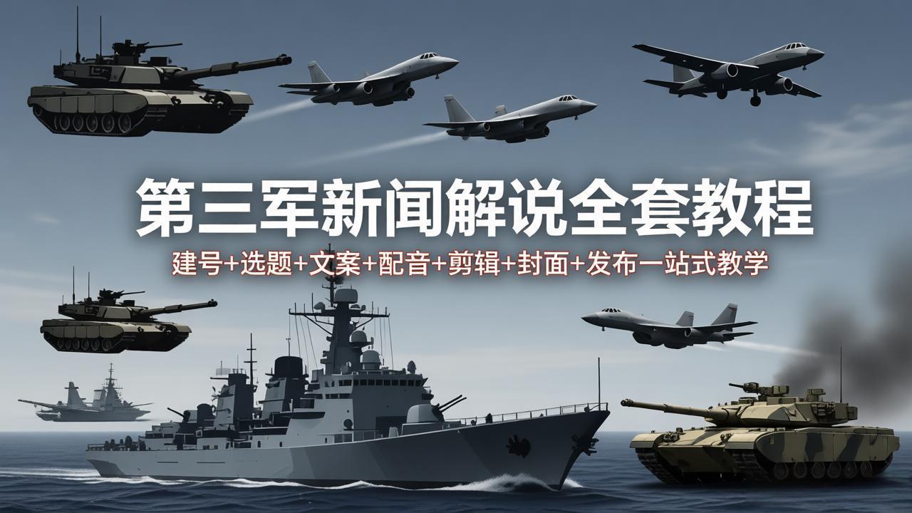 第三军迷新闻解说全套教程：建号+选题+文案+配音+剪辑+封面+发布一站式教学-云讯网创