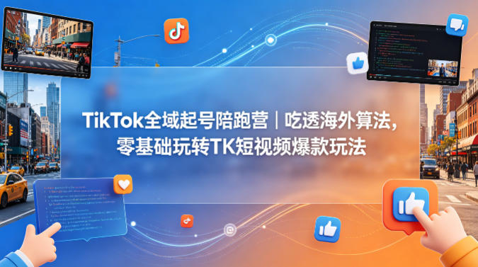 TikTok全域起号陪跑营｜吃透海外算法，零基础玩转TK短视频爆款玩法-云讯网创